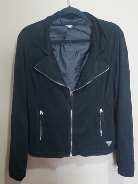 Guess Black Women's Zip Front Motorcycle Jacket Size Xl